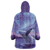 New Zealand Matariki Humpback Whale Wearable Blanket Hoodie Paikea Maori New Year Purple Galaxy
