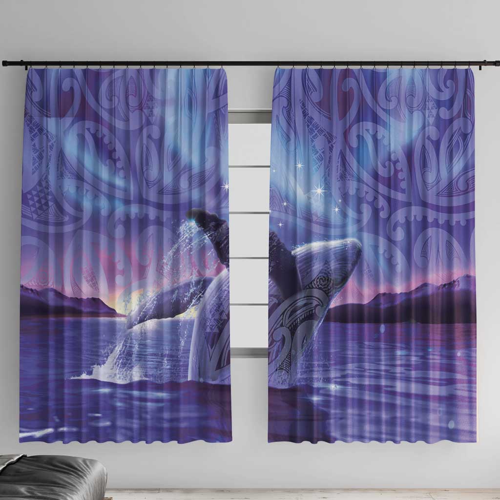 New Zealand Matariki Humpback Whale Window Curtain Paikea Maori New Year Purple Galaxy