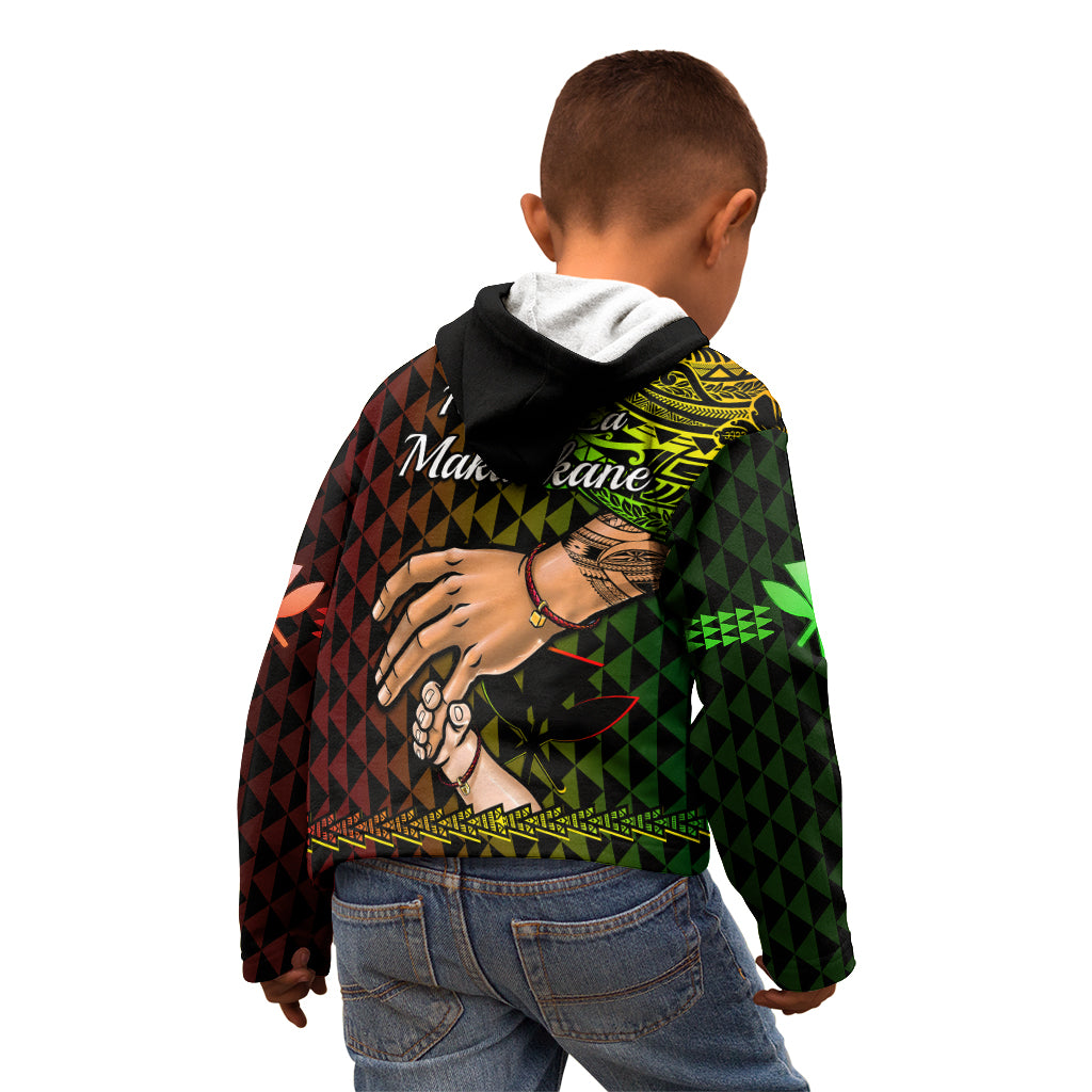 Polynesian Pride Father Day Hawaii Kid Hoodie Kanaka Kakau Hauoli La Makuakane LT14 - Polynesian Pride
