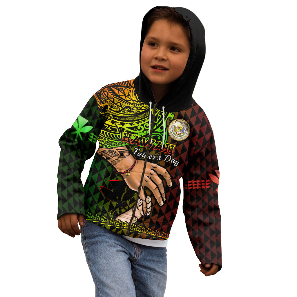 Polynesian Pride Father Day Hawaii Kid Hoodie Kanaka Kakau Hauoli La Makuakane LT14 - Polynesian Pride