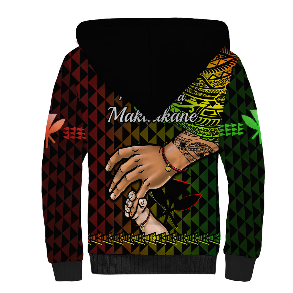 Polynesian Pride Father Day Hawaii Sherpa Hoodie Kanaka Kakau Hauoli La Makuakane LT14 - Polynesian Pride