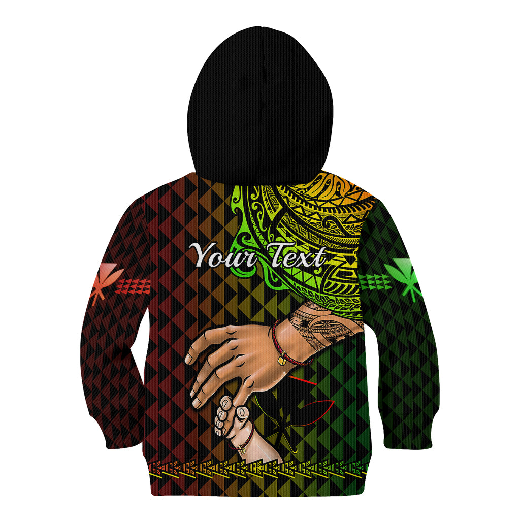 Personalised Father Day Hawaii Kid Hoodie Kanaka Kakau Hauoli La Makuakane LT14 - Polynesian Pride