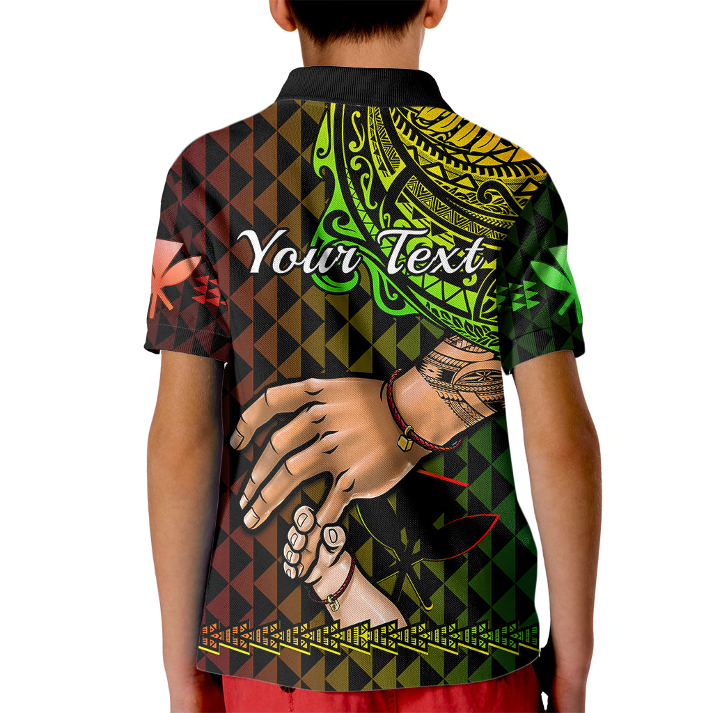 Personalised Father Day Hawaii Kid Polo Shirt Kanaka Kakau Hauoli La Makuakane LT14 - Polynesian Pride