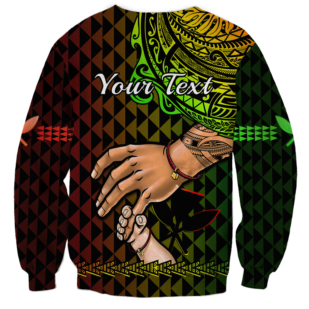 Personalised Father Day Hawaii Sweatshirt Kanaka Kakau Hauoli La Makuakane LT14 - Polynesian Pride
