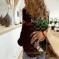 Personalised Father Day Hawaii Women Casual Shirt Kanaka Kakau Hauoli La Makuakane LT14 - Polynesian Pride