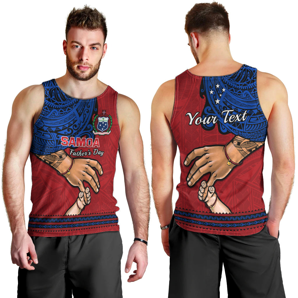 Personalised Father Day Samoa Men Tank Top Manuia le Aso Sa o Tama Red Version LT14 - Polynesian Pride
