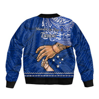 Polynesian Pride Father Day Samoa Sleeve Zip Bomber Jacket Manuia le Aso Sa o Tama Blue Version LT14 - Polynesian Pride