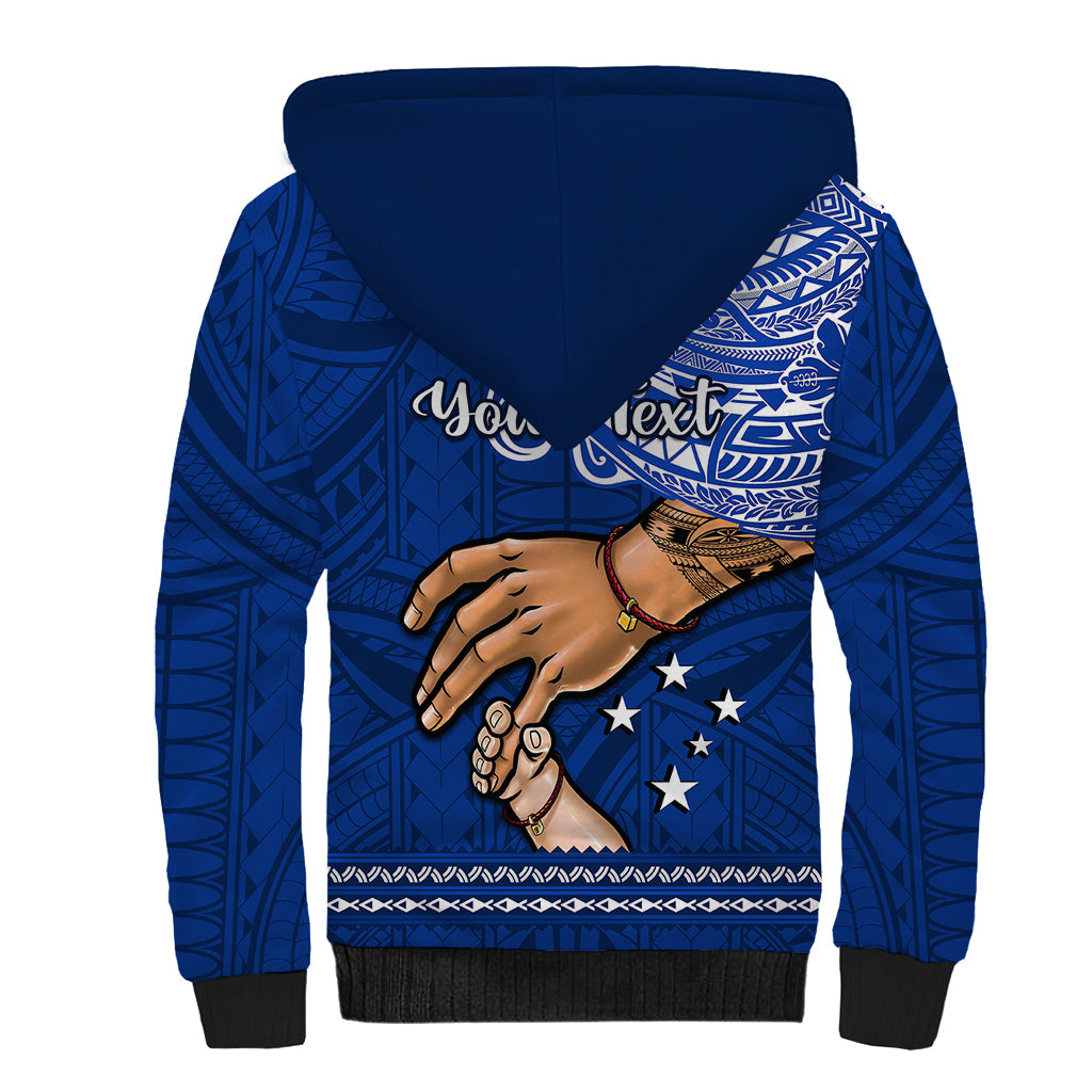 Personalised Father Day Samoa Sherpa Hoodie Manuia le Aso Sa o Tama Blue Version LT14 - Polynesian Pride