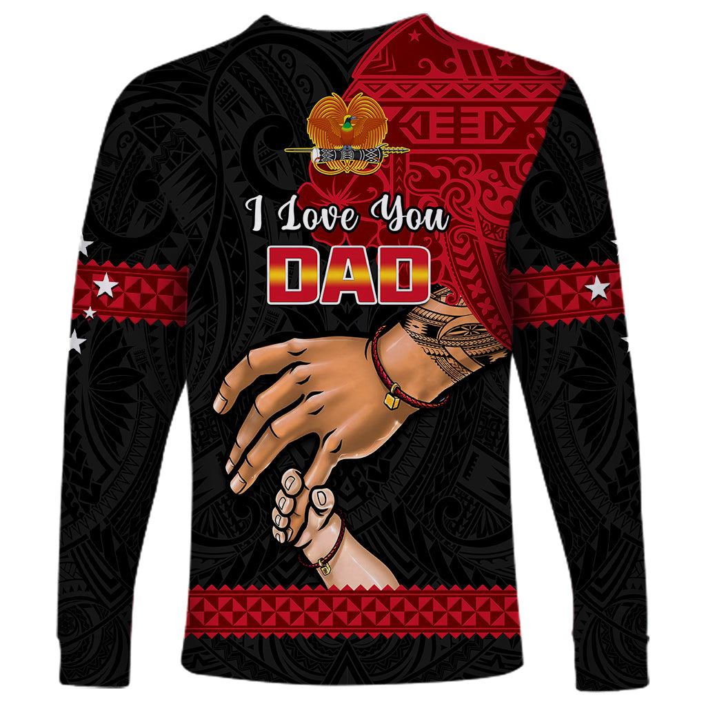 Polynesian Pride Father Day Papua New Guinea Long Sleeve Shirt PNG I Love You Dad Black Version LT14 - Polynesian Pride