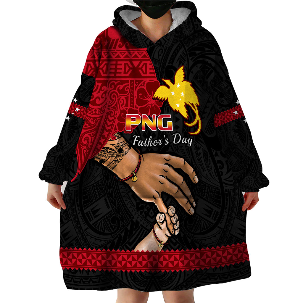 Polynesian Pride Father Day Papua New Guinea Wearable Blanket Hoodie PNG I Love You Dad Black Version LT14 - Polynesian Pride