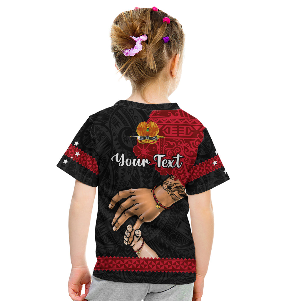 Personalised Father Day Papua New Guinea Kid T Shirt PNG I Love You Dad Black Version LT14 - Polynesian Pride