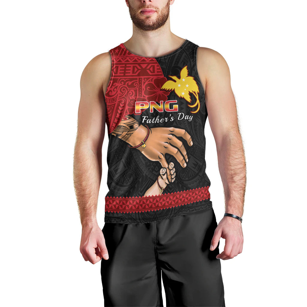 Personalised Father Day Papua New Guinea Men Tank Top PNG I Love You Dad Black Version LT14 - Polynesian Pride