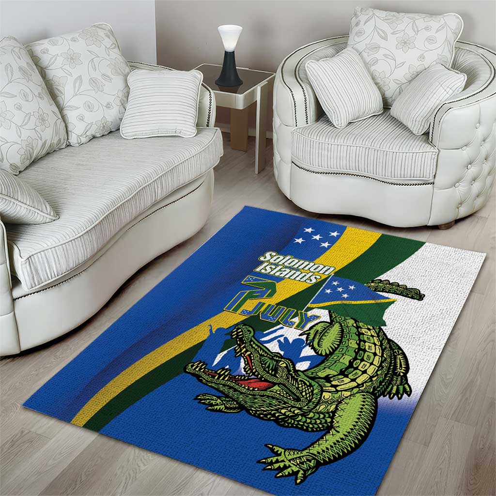 Solomon Islands Independence Day Area Rug Happy 7 July Crocodile Flag Style