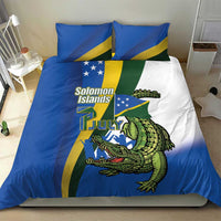 Solomon Islands Independence Day Bedding Set Happy 7 July Crocodile Flag Style