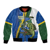 Solomon Islands Independence Day Bomber Jacket Happy 7 July Crocodile Flag Style