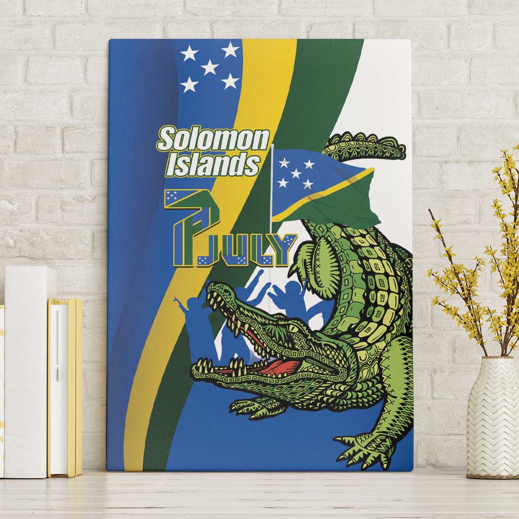 Solomon Islands Independence Day Canvas Wall Art Happy 7 July Crocodile Flag Style