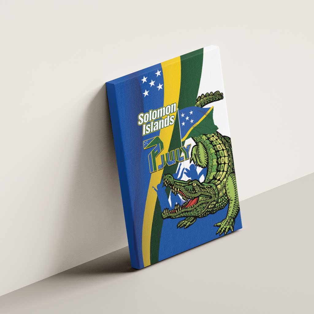 Solomon Islands Independence Day Canvas Wall Art Happy 7 July Crocodile Flag Style