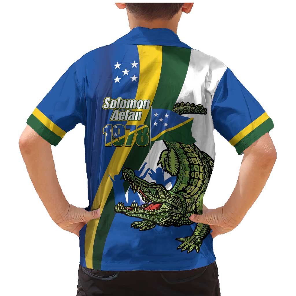 Solomon Islands Independence Day Family Matching Mermaid Dress and Hawaiian Shirt Happy 7 July Crocodile Flag Style