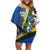 Solomon Islands Independence Day Family Matching Off Shoulder Short Dress and Hawaiian Shirt Happy 7 July Crocodile Flag Style