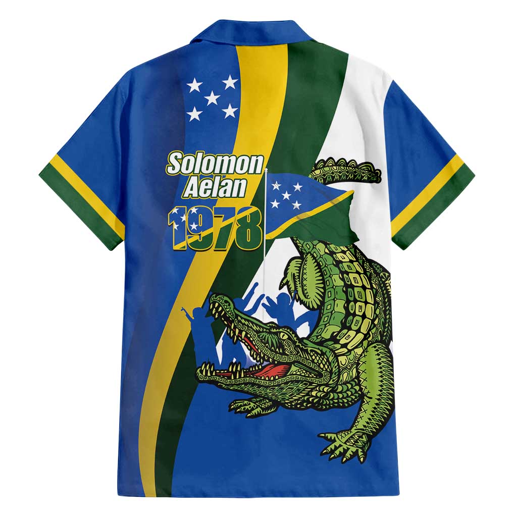 Solomon Islands Independence Day Family Matching Summer Maxi Dress and Hawaiian Shirt Happy 7 July Crocodile Flag Style