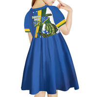 Solomon Islands Independence Day Kid Short Sleeve Dress Happy 7 July Crocodile Flag Style