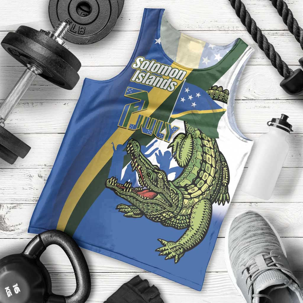 Solomon Islands Independence Day Men Tank Top Happy 7 July Crocodile Flag Style