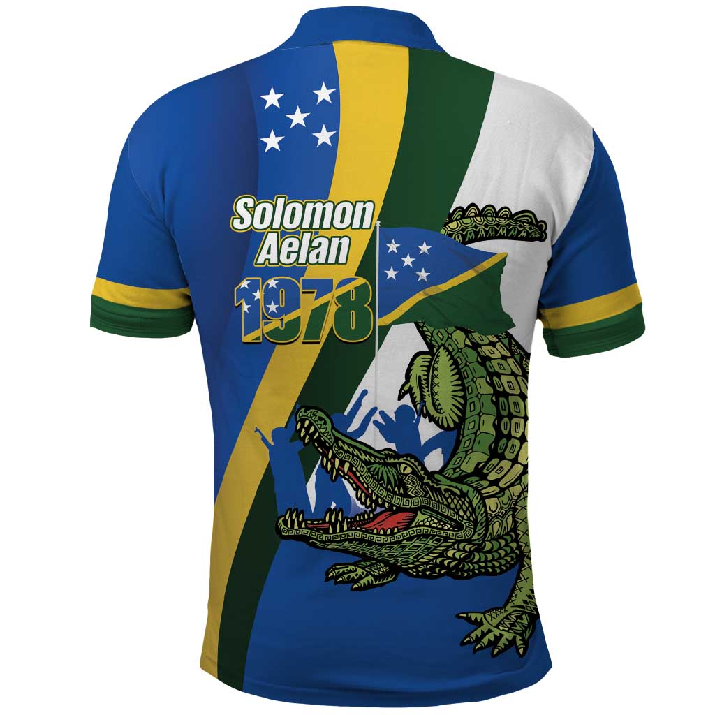 Solomon Islands Independence Day Polo Shirt Happy 7 July Crocodile Flag Style