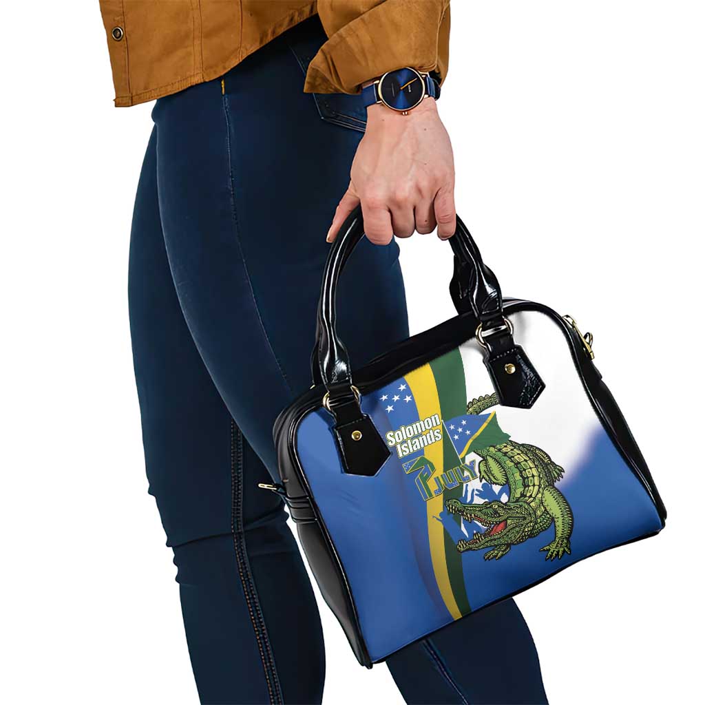 Solomon Islands Independence Day Shoulder Handbag Happy 7 July Crocodile Flag Style