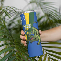 Solomon Islands Independence Day Skinny Tumbler Happy 7 July Crocodile Flag Style