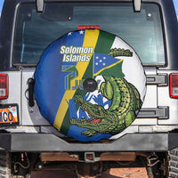 Solomon Islands Independence Day Spare Tire Cover Happy 7 July Crocodile Flag Style