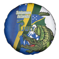 Solomon Islands Independence Day Spare Tire Cover Happy 7 July Crocodile Flag Style