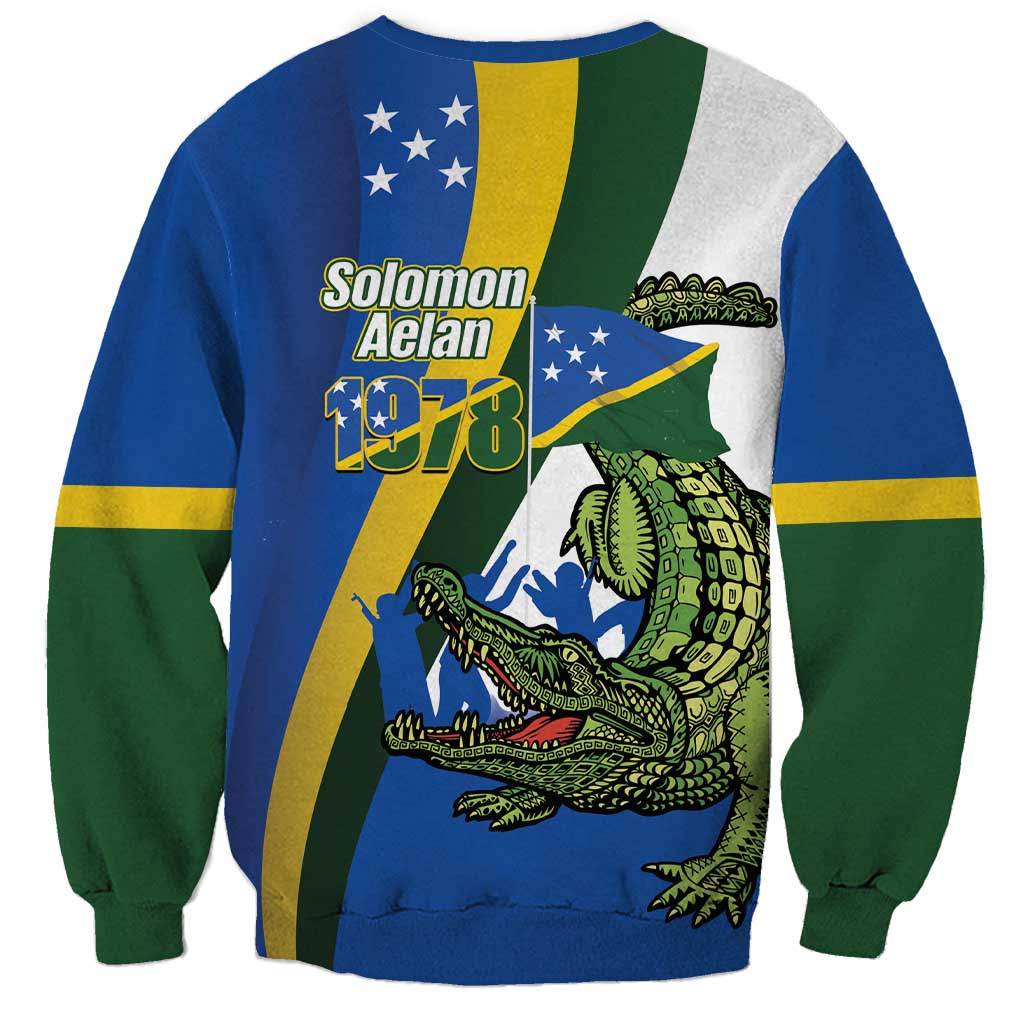 Solomon Islands Independence Day Sweatshirt Happy 7 July Crocodile Flag Style