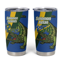 Solomon Islands Independence Day Tumbler Cup Happy 7 July Crocodile Flag Style LT14 Blue - Polynesian Pride