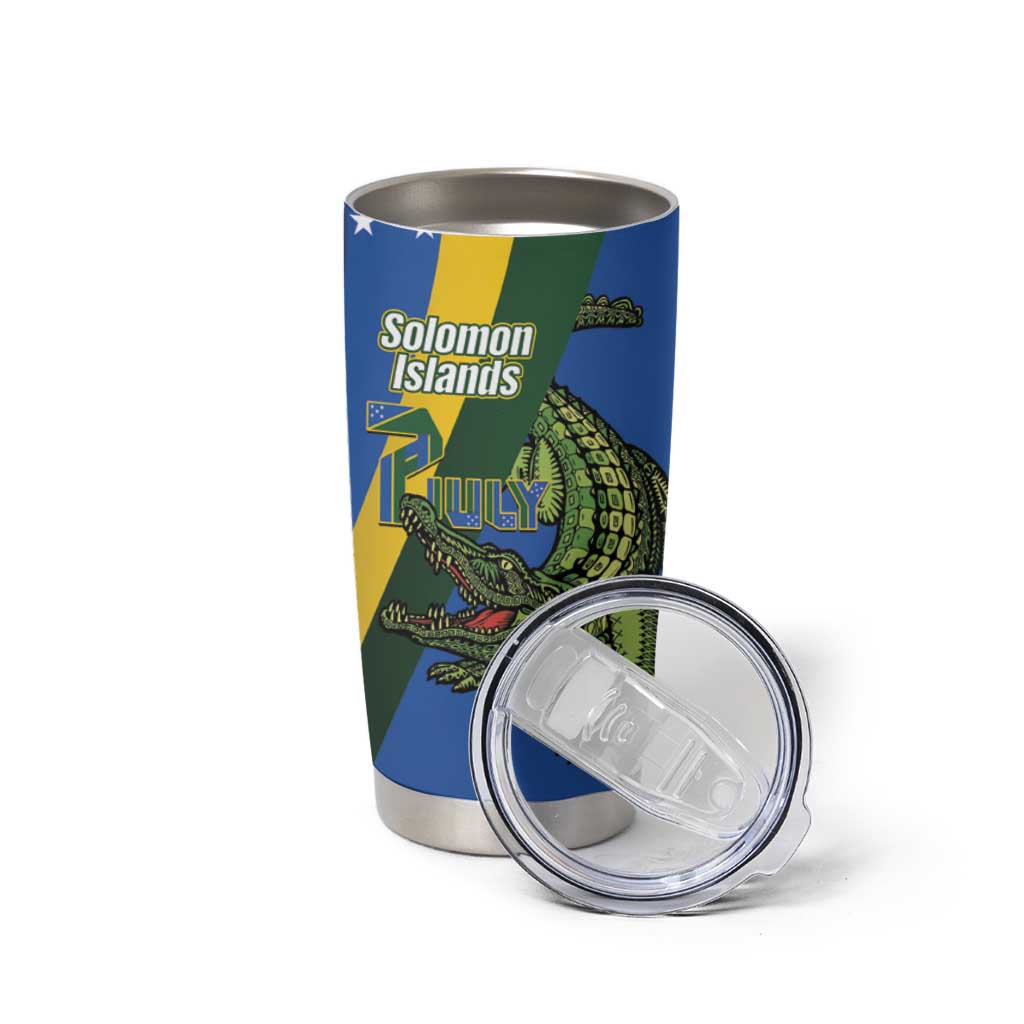 Solomon Islands Independence Day Tumbler Cup Happy 7 July Crocodile Flag Style LT14 - Polynesian Pride