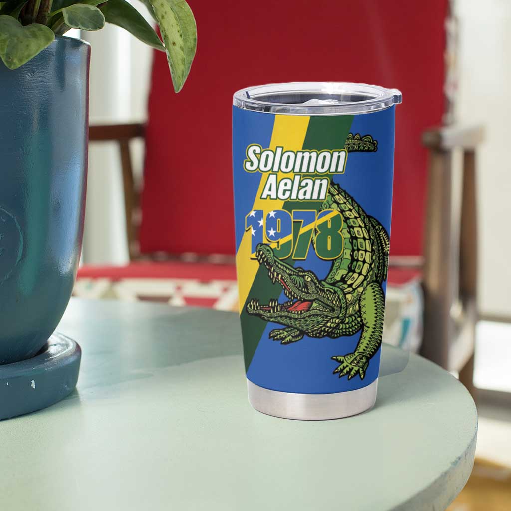 Solomon Islands Independence Day Tumbler Cup Happy 7 July Crocodile Flag Style LT14 - Polynesian Pride