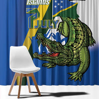 Solomon Islands Independence Day Window Curtain Happy 7 July Crocodile Flag Style