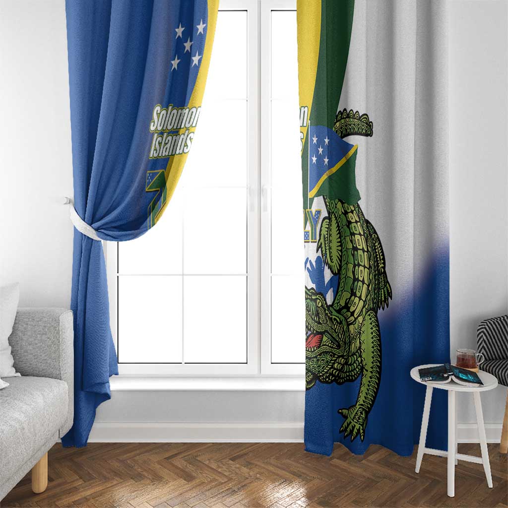 Solomon Islands Independence Day Window Curtain Happy 7 July Crocodile Flag Style