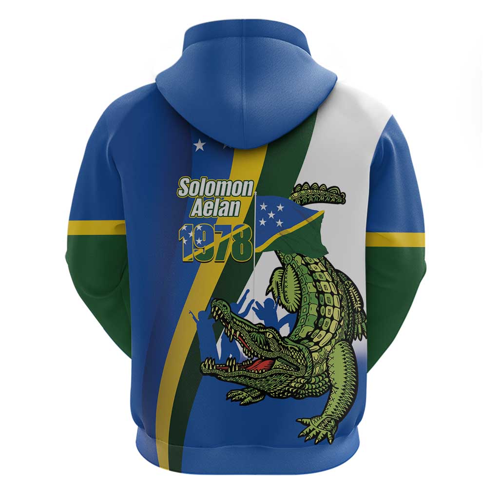Solomon Islands Independence Day Zip Hoodie Happy 7 July Crocodile Flag Style