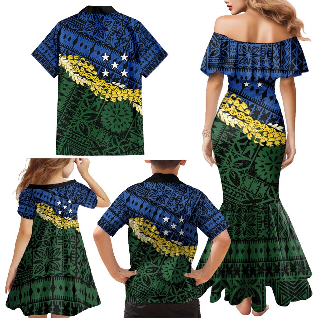 Halo Olaketa Solomon Islands Tapa Pattern Family Matching Mermaid Dress and Hawaiian Shirt