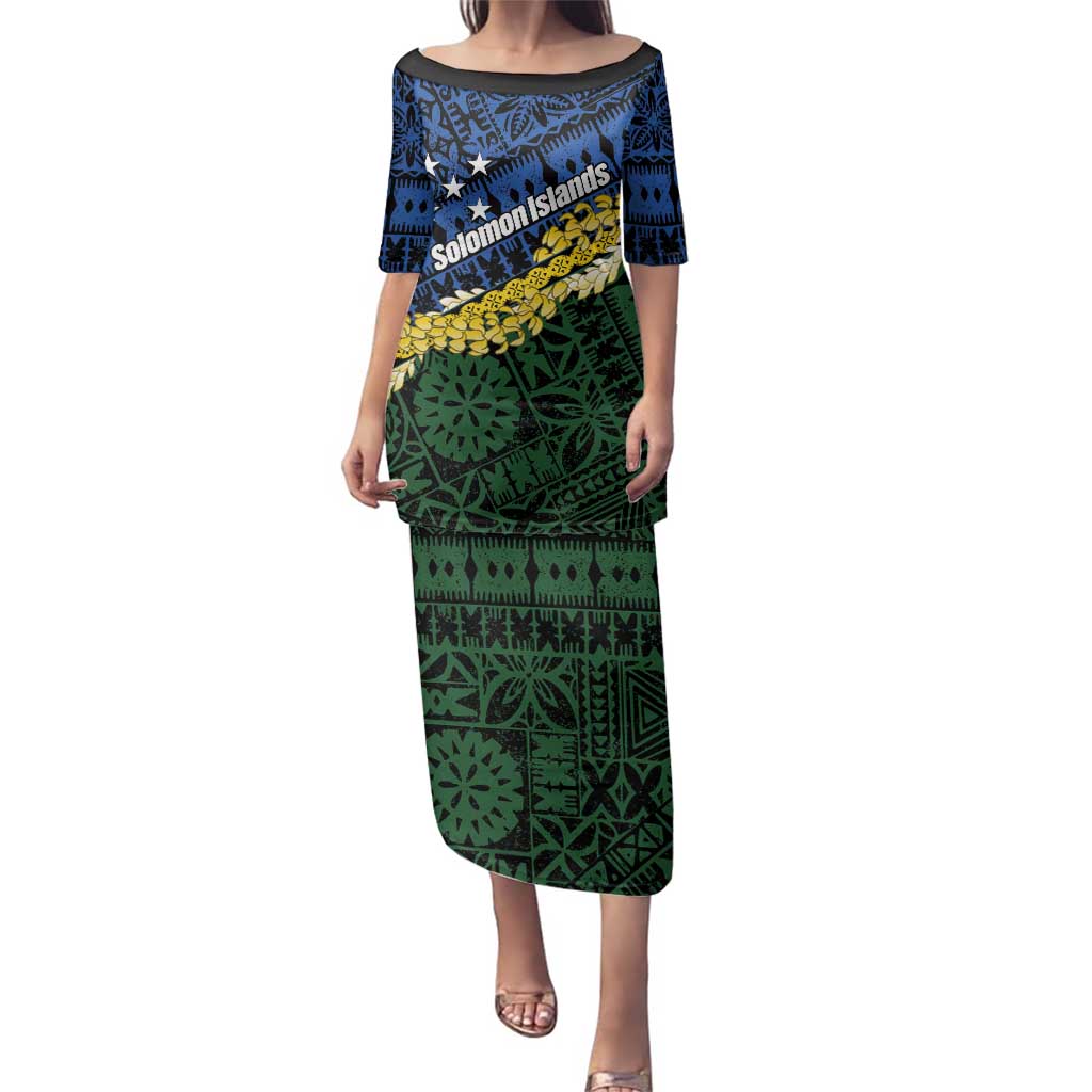 Halo Olaketa Solomon Islands Tapa Pattern Family Matching Puletasi and Hawaiian Shirt