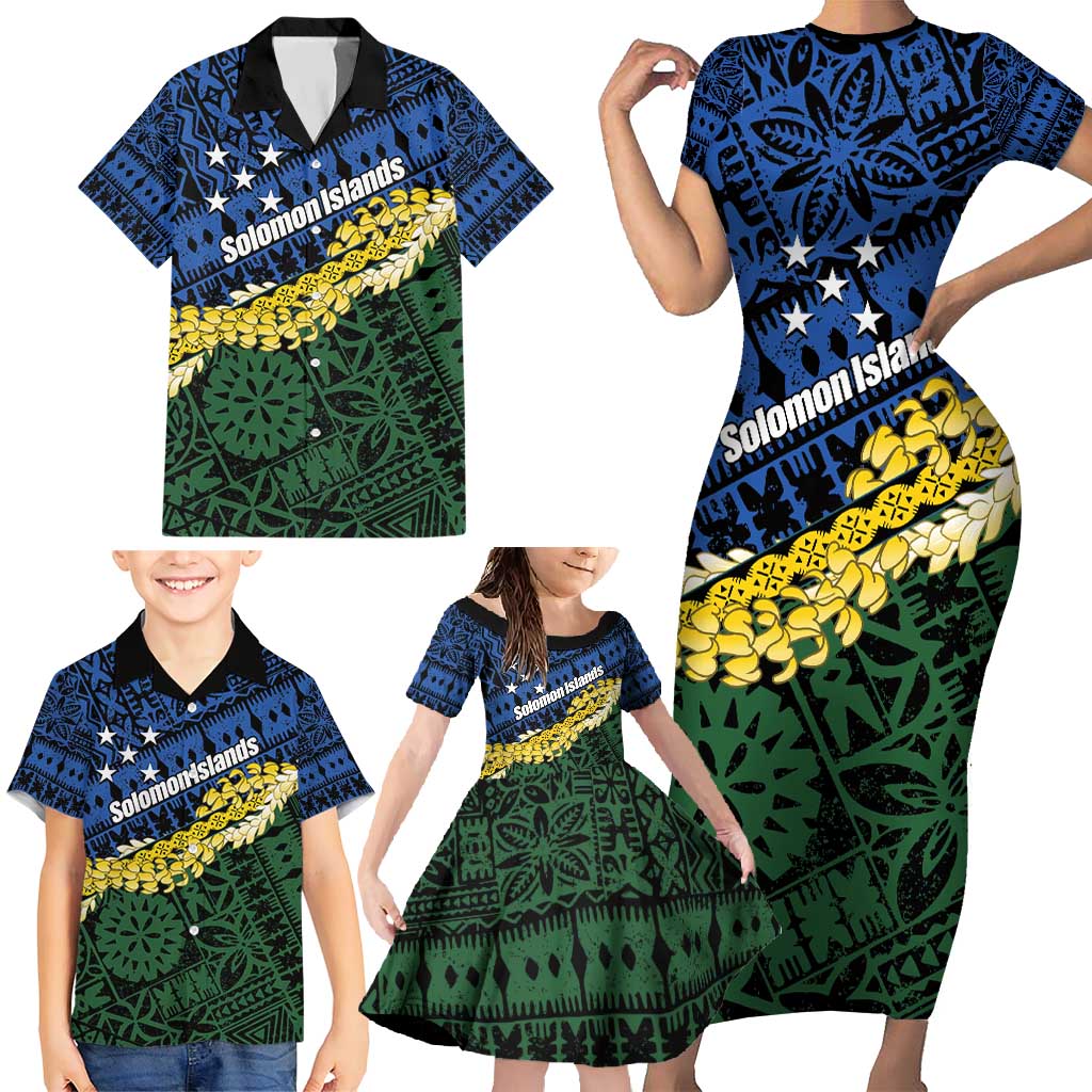 Halo Olaketa Solomon Islands Tapa Pattern Family Matching Short Sleeve Bodycon Dress and Hawaiian Shirt