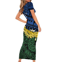 Halo Olaketa Solomon Islands Tapa Pattern Family Matching Short Sleeve Bodycon Dress and Hawaiian Shirt