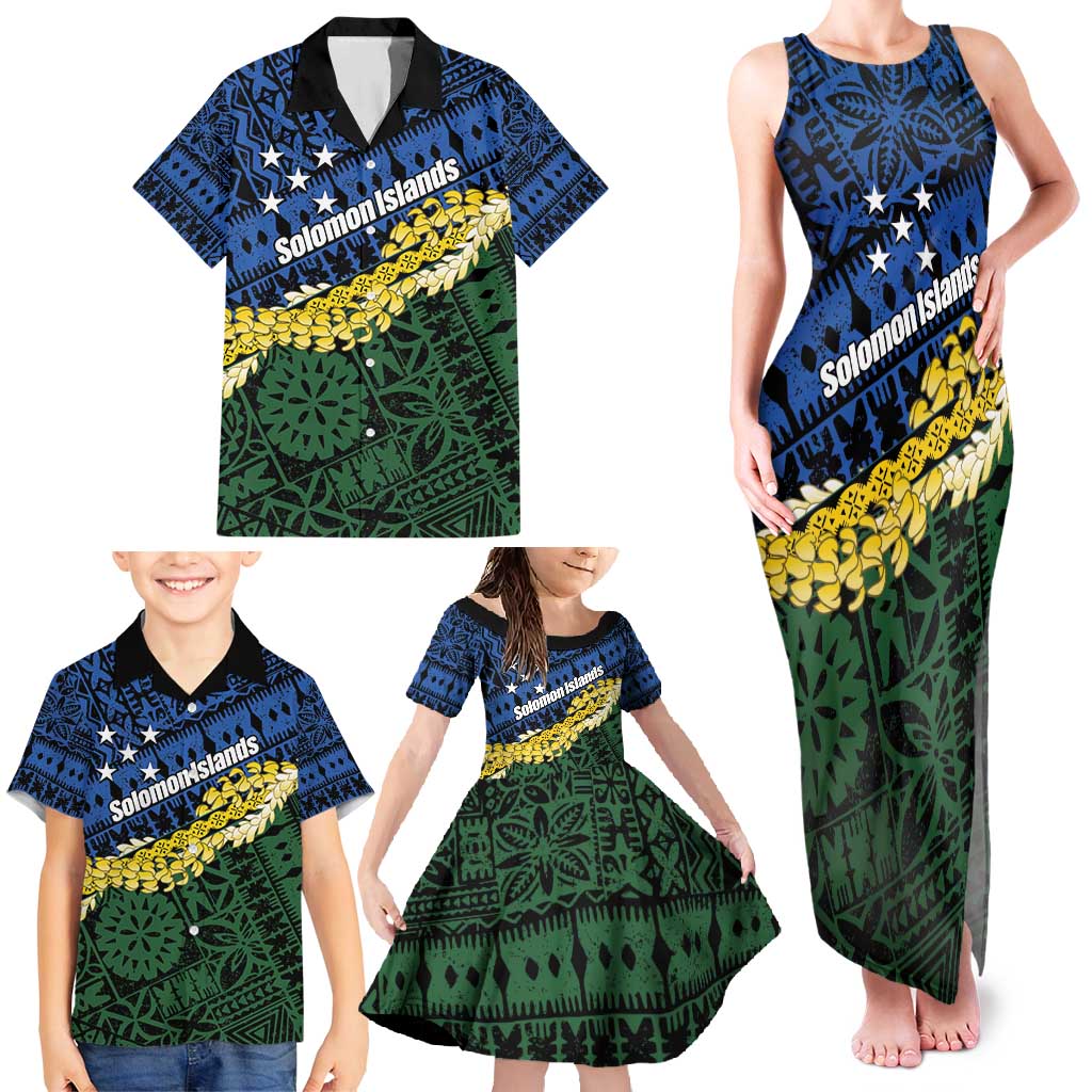 Halo Olaketa Solomon Islands Tapa Pattern Family Matching Tank Maxi Dress and Hawaiian Shirt