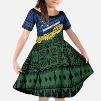 Halo Olaketa Solomon Islands Tapa Pattern Kid Short Sleeve Dress