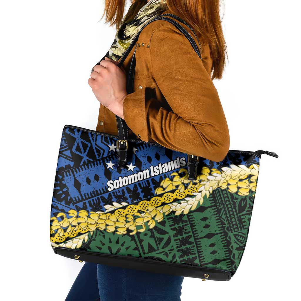 Halo Olaketa Solomon Islands Tapa Pattern Leather Tote Bag
