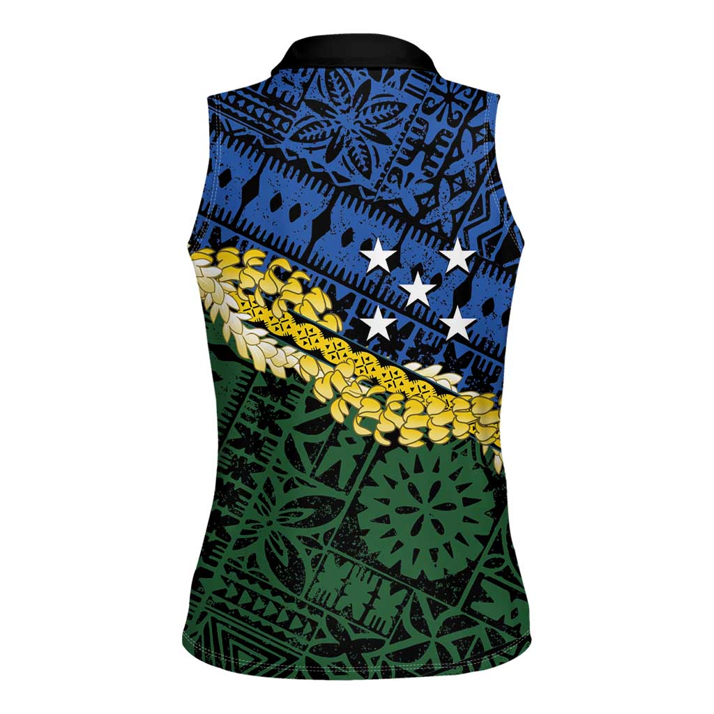 Halo Olaketa Solomon Islands Tapa Pattern Women Sleeveless Polo Shirt