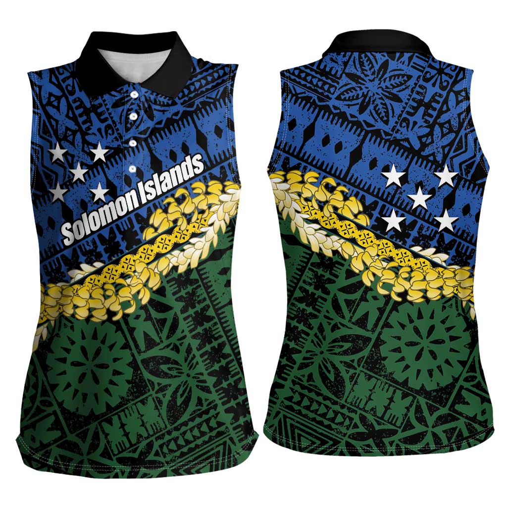 Halo Olaketa Solomon Islands Tapa Pattern Women Sleeveless Polo Shirt
