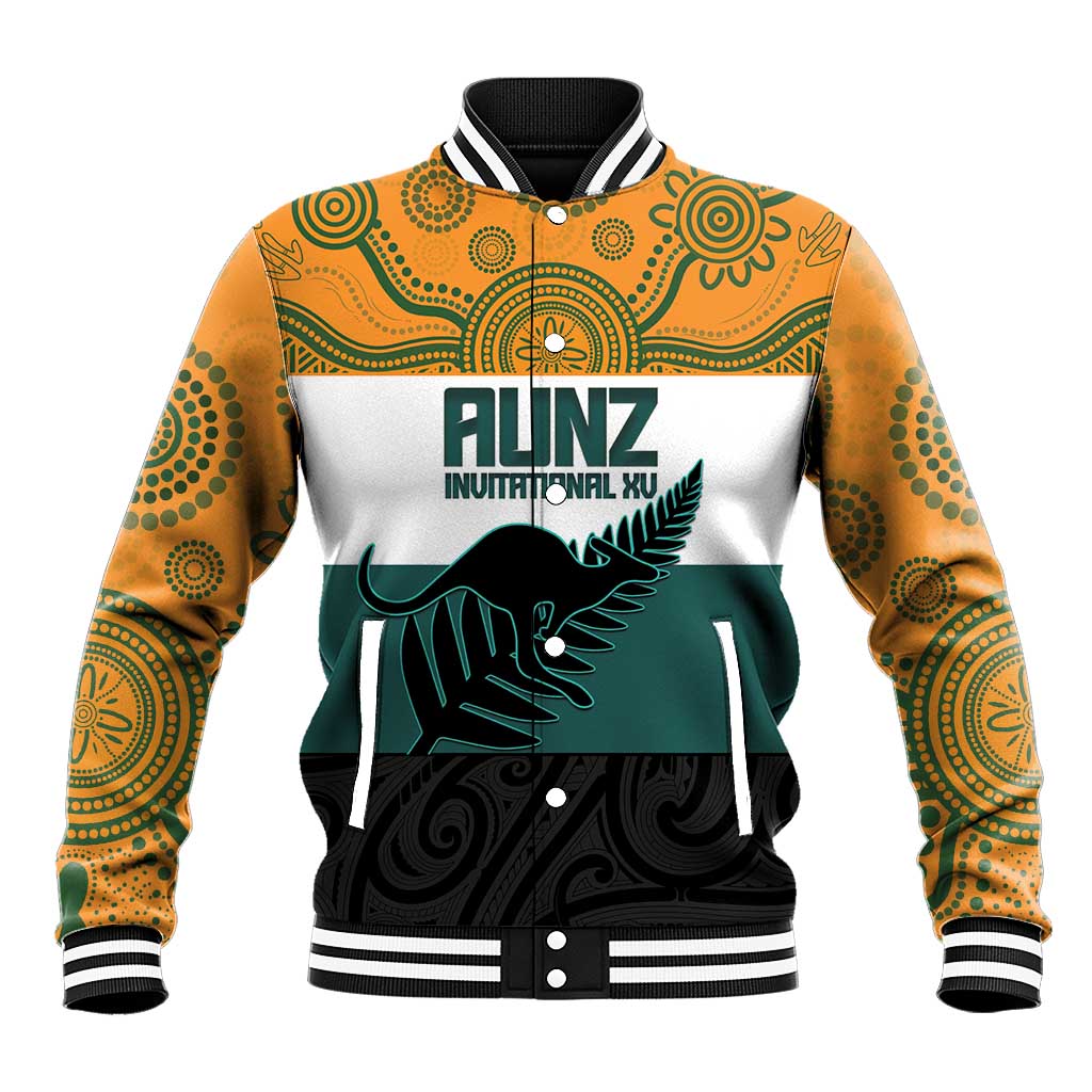 AUNZ Rugby Custom Baseball Jacket Australia Kangaroo New Zealand Silver Fern - Polynesian Pride