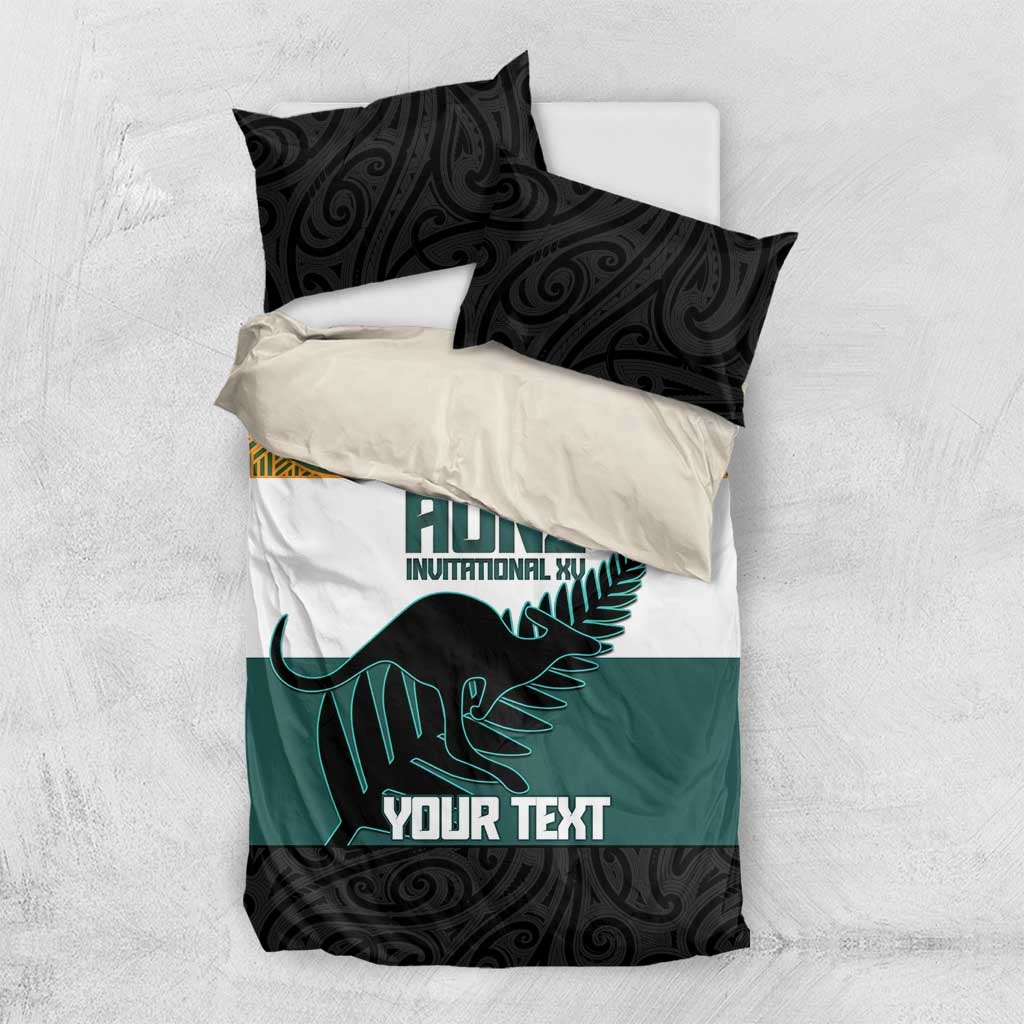 AUNZ Rugby Custom Bedding Set Australia Kangaroo New Zealand Silver Fern - Polynesian Pride