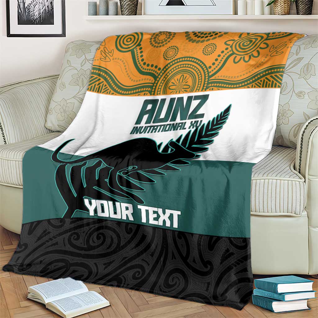 AUNZ Rugby Custom Blanket Australia Kangaroo New Zealand Silver Fern - Polynesian Pride